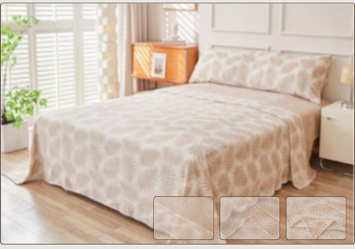 Juego de Sábanas de Coralina Estampado de Hojas