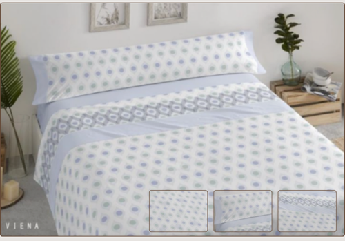 Juego de Sábanas Franela Algodón Estampado Viena
