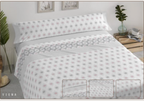 Juego de Sábanas Franela Algodón Estampado Viena