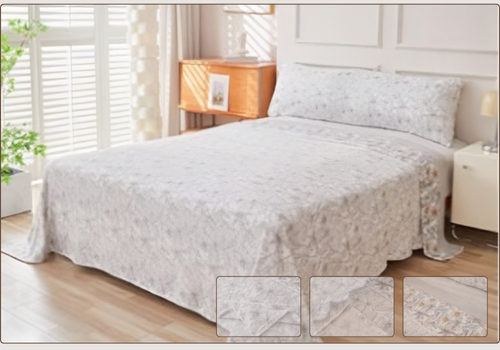 Juego de Sábanas de Coralina Estampado Floral