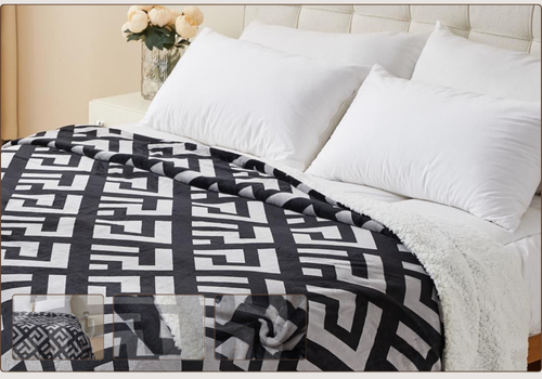 Manta Borreguito Suave Estampado Geométrico