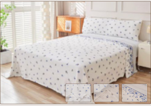 Juego de Sábanas de Coralina Liso y Mariposas