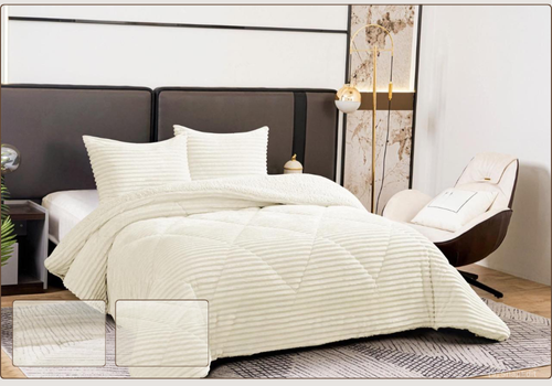 Edredón Borreguito Rayado Colores Claros con Fundas a Juego