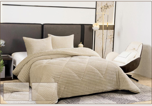 Edredón Borreguito Rayado Colores Claros con Fundas a Juego