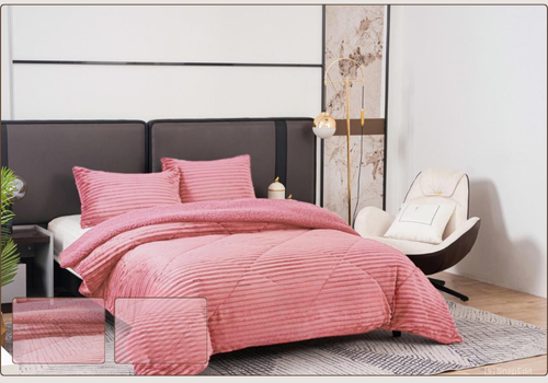 Edredón Borreguito Rayado Colores Claros con Fundas a Juego