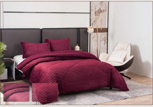 Edredón Borreguito Rayado Colores Claros con Fundas a Juego