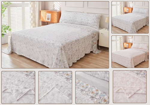 Juego de Sábanas de Coralina Estampado Floral