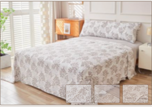 Juego de Sábanas de Coralina Estampado de Hojas