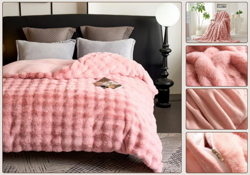 Manta de Pelo Suave con Cremallera Utilizable como Funda Nórdica