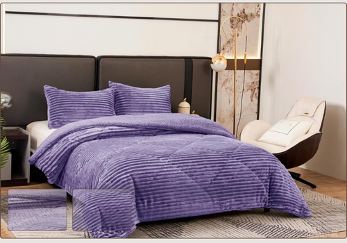 Edredón Borreguito Rayado Colores Oscuros con Fundas a Juego