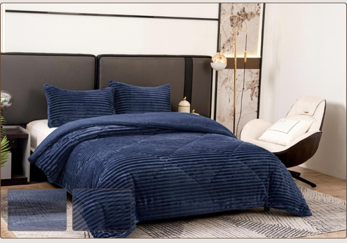 Edredón Borreguito Rayado Colores Oscuros con Fundas a Juego