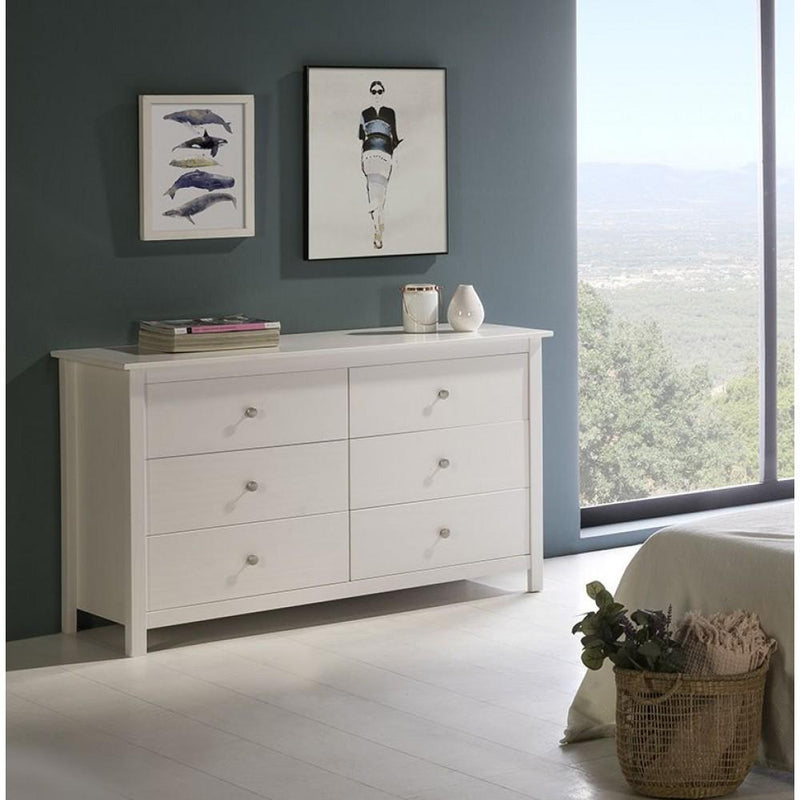Cómoda dormitorio blanca seis cajones Modelo Elena