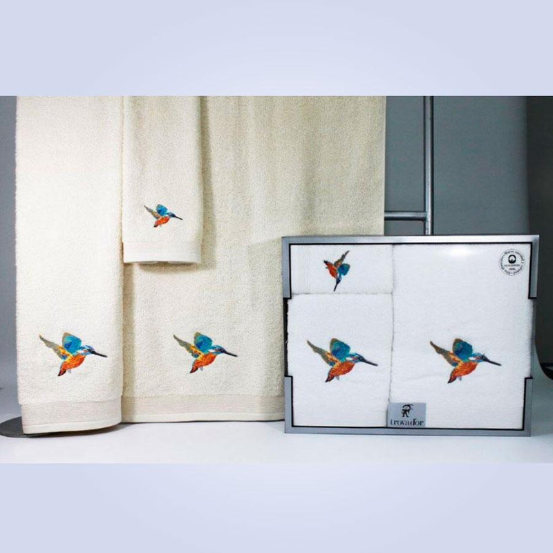 JUEGO TOALLAS BORDADAS TROVADOR COLIBRÍ